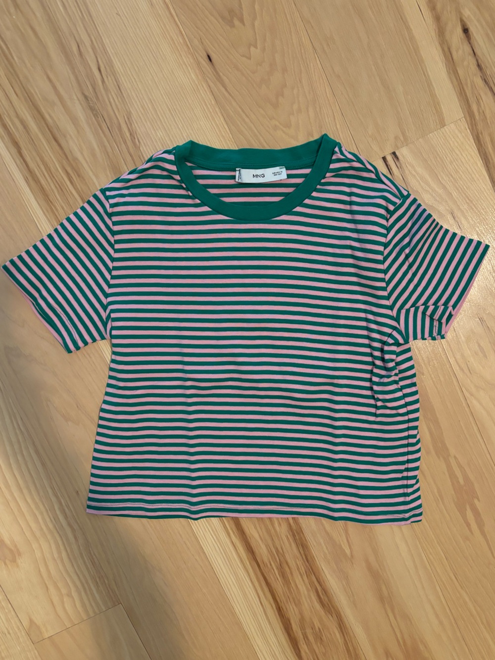Mango Women’s XS Green & Pink Striped Tee